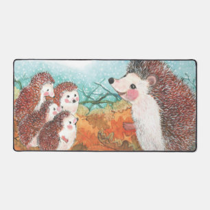 Hedgehogs talking to each other Illustration  Desk Mat