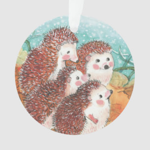 Hedgehogs talking to each other Illustration Ornament