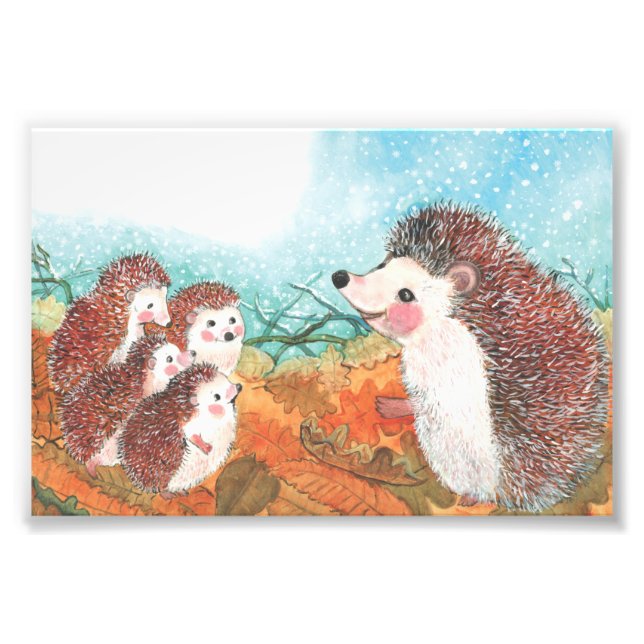 Hedgehogs talking to each other Illustration   Photo Print (Front)