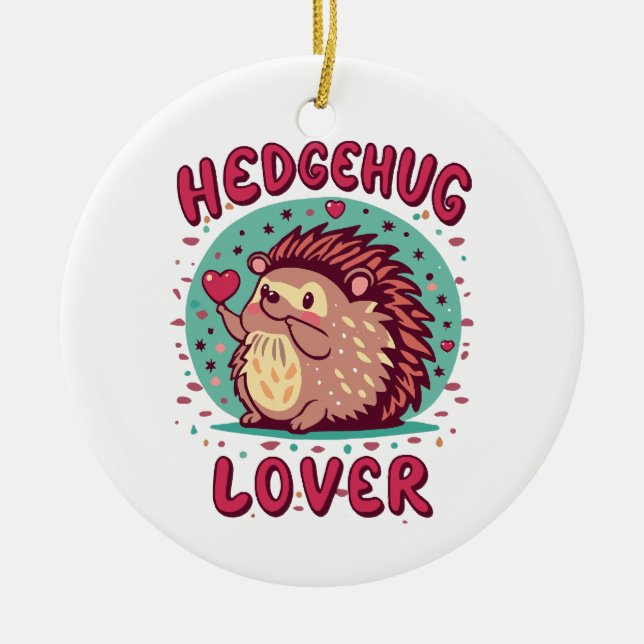 Hedgehug Lover Ceramic Tree Decoration (Front)
