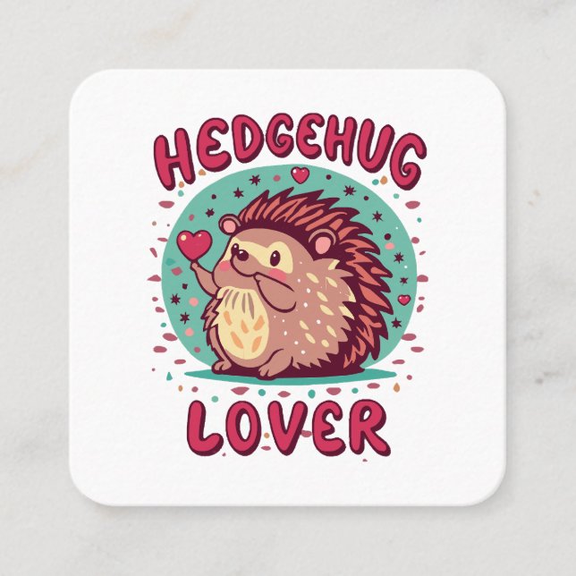 Hedgehug Lover Square Business Card (Front)