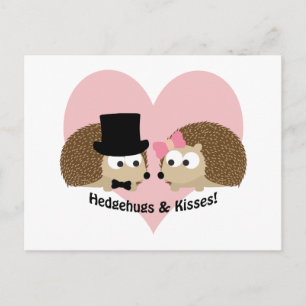 Hedgehugs and Kisses Hedgehog Couple Postcard