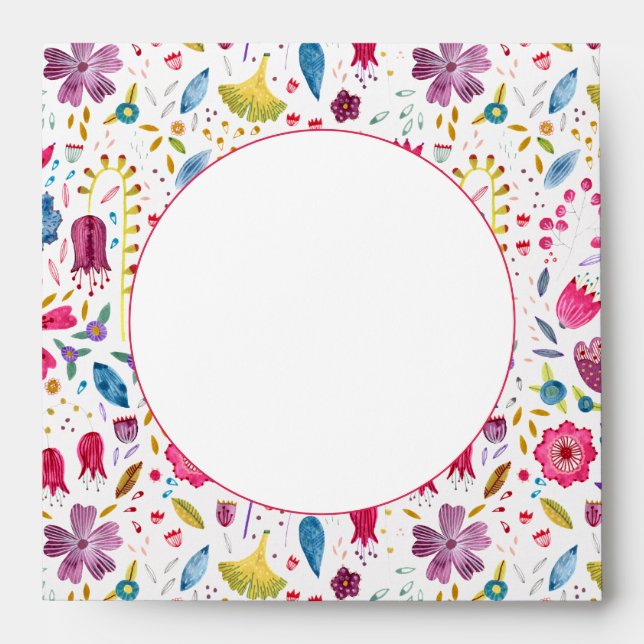 Hedgerow Flowers Watercolor Modern Envelope (Front)