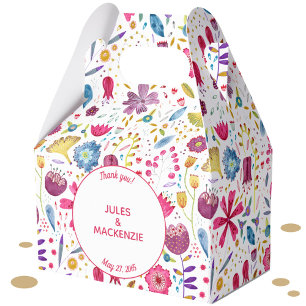 Hedgerow Flowers Watercolor Wedding Favour Box