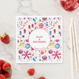 Hedgerow Wild Flowers Watercolor Napkin