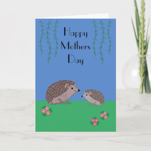 Hedhehog and child Mothers Day Card