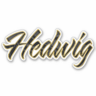 Hedwig black gold lettering Sticker