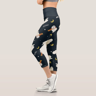 Hedwig Nighttime Moonlight Pattern Capri Leggings