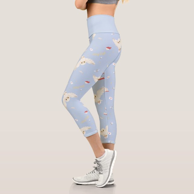 Hedwig Owl Post Letters and Books Pattern Capri Leggings (Left)