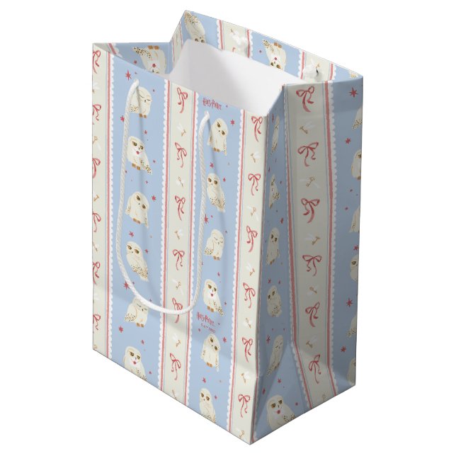 Hedwig Owl Post Stripe Pattern Medium Gift Bag (Front Angled)