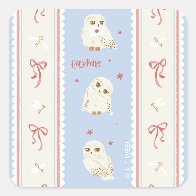 Hedwig Owl Post Stripe Pattern Square Sticker (Front)