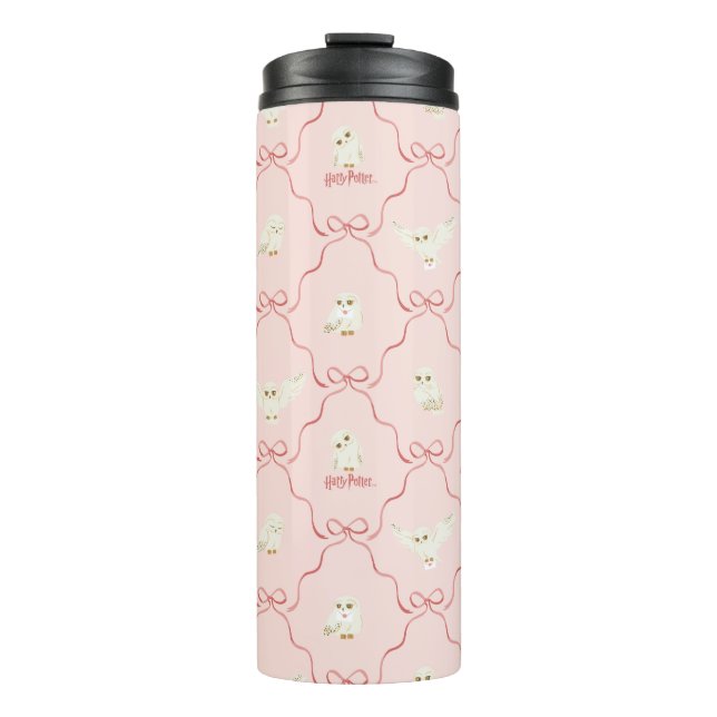 Hedwig Pink Ribbon Pattern Thermal Tumbler (Front)