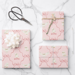 Hedwig Pink Ribbon Pattern Wrapping Paper Sheet