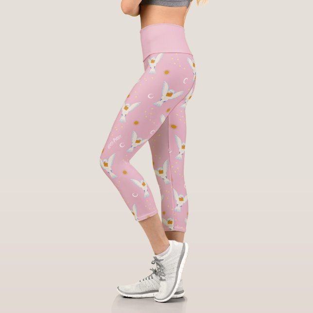 Hedwig Pink Solstice Pattern Capri Leggings (Left)