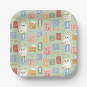 Hedwig Post Letter Block Pattern Paper Plate