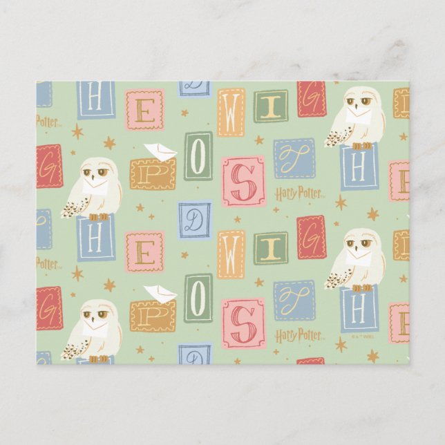 Hedwig Post Letter Block Pattern Postcard (Front)