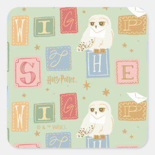 Hedwig Post Letter Block Pattern Square Sticker