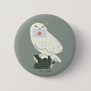 Hedwig With Letter Whimsical Drawing 6 Cm Round Badge