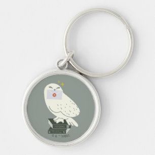 Hedwig With Letter Whimsical Drawing Key Ring