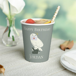 Hedwig With Letter Whimsical Drawing Paper Cups