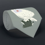 Hedwig With Letter Whimsical Drawing Tie<br><div class="desc">Deliver a little magic with this charming Hedwig illustration inspired by the wizarding world. Perched atop a stack of spellbinding textbooks labeled Potions and Herbology, Hedwig proudly holds a sealed Hogwarts™ letter. The soft, minimalist style and muted tones give this design a cozy, storybook feel, while subtle sparkling accents add...</div>