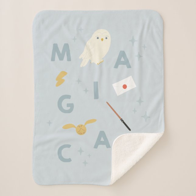 Hedwigh "Magical" Typography Graphic Sherpa Blanket (Front)