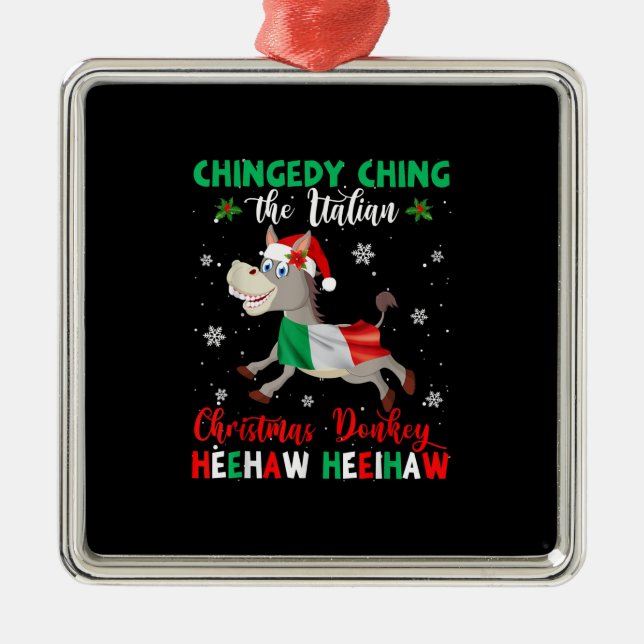 HEEHAW The Christmas Donkey | Donkey Lovers Gifts Metal Tree Decoration (Front)