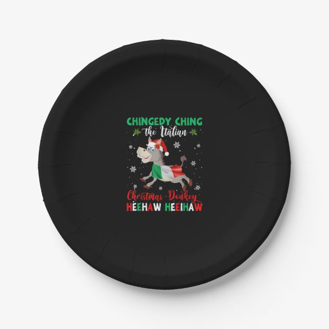 HEEHAW The Christmas Donkey | Donkey Lovers Gifts Paper Plate (Front)