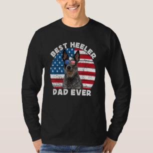 Heeler Dad For Men American Flag Blue Australian C T-Shirt