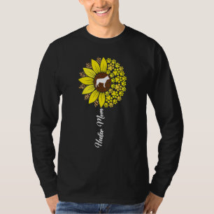 Heeler Mom Women Sunflower Blue Red Australian Cat T-Shirt