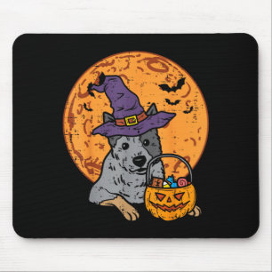 Heeler Witch Hat Moon Jack O Lantern Halloween Mouse Pad