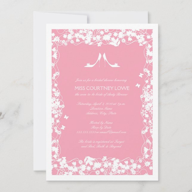 Heels Bridal Shower Invitation in Soft Pink (Front)