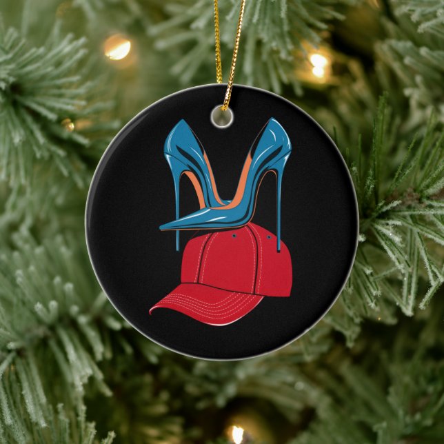 Heels stepping on Red MAGA Hat Election 2024 Ceramic Tree Decoration (Tree)