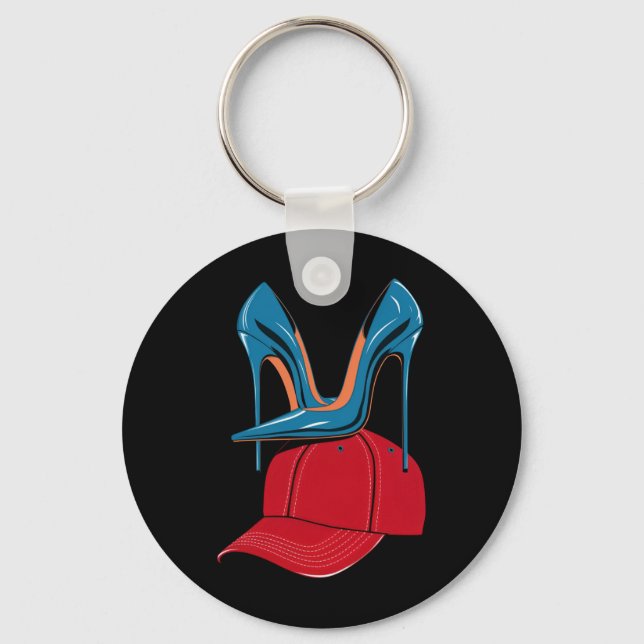 Heels stepping on Red MAGA Hat Election 2024 Key Ring (Front)