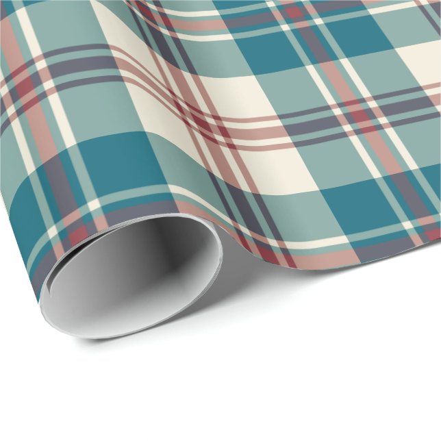 Heffalump Navy Red Beige Plaid Wrapping Paper (Roll Corner)