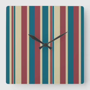 Heffalumps Red Blue Beige Deckchair Stripes Clock