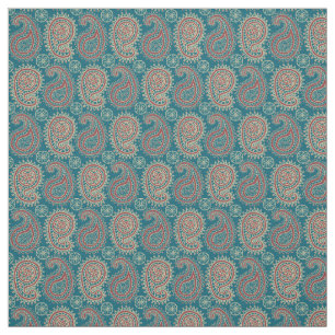 Heffalumps Red Blue Beige Paisley Pattern Fabric