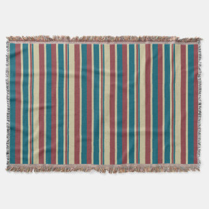 Heffalumps Red Blue Beige Stripes Throw Blanket