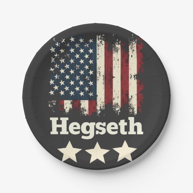Hegseth Trump Administration American Flag Paper Plate (Front)