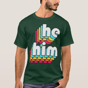 HeHim Pronouns Retro Faded Design T-Shirt