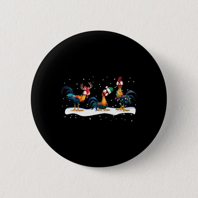 Hei Hei Chicken Christmas - Uni  6 Cm Round Badge (Front)