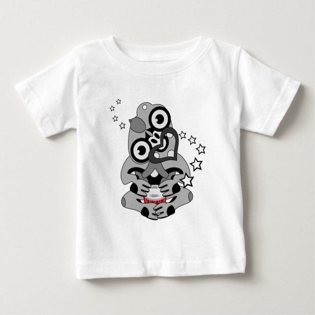 Hei Tiki New Zealand Drum Maori Design Baby T-Shirt (Front)