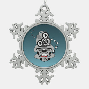 Hei Tiki New Zealand Drum Maori design Snowflake Pewter Christmas Ornament