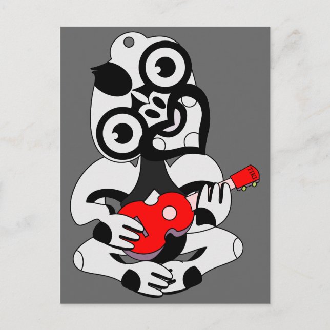 Hei Tiki Ukulele Postcard blacks (Front)