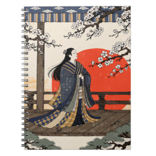 Heian Court Lady Sunrise & Moonlight Ukiyo-e Notebook