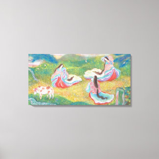 Heian Elysium: Ladies in a Spring Meadow Canvas Print