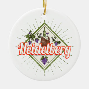 Heidelberg am Neckar Germany Retro Wine Vintage Ceramic Tree Decoration