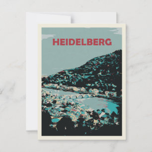 Heidelberg and Neckar River Germany Romantic City Postcard