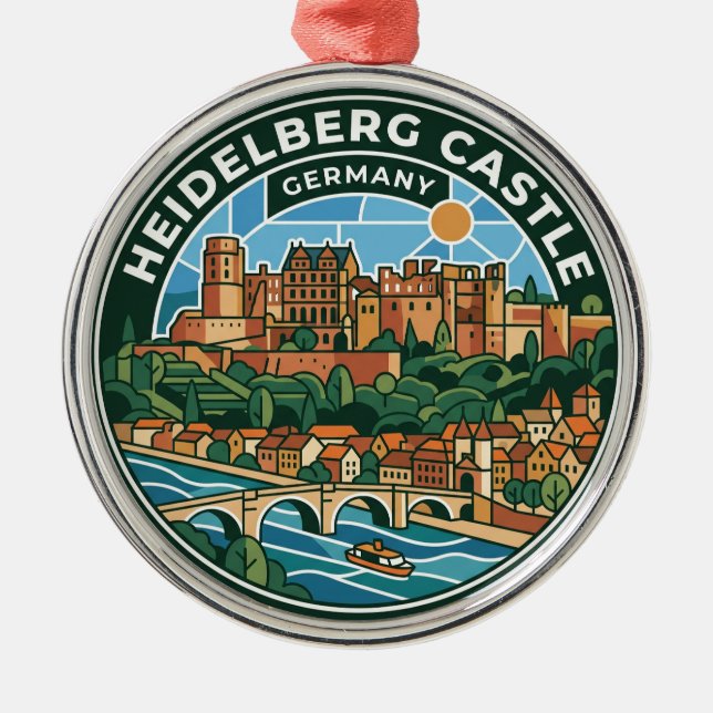 Heidelberg Castle Germany Metal Tree Decoration (Front)