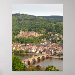 Heidelberg city view with the castle poster